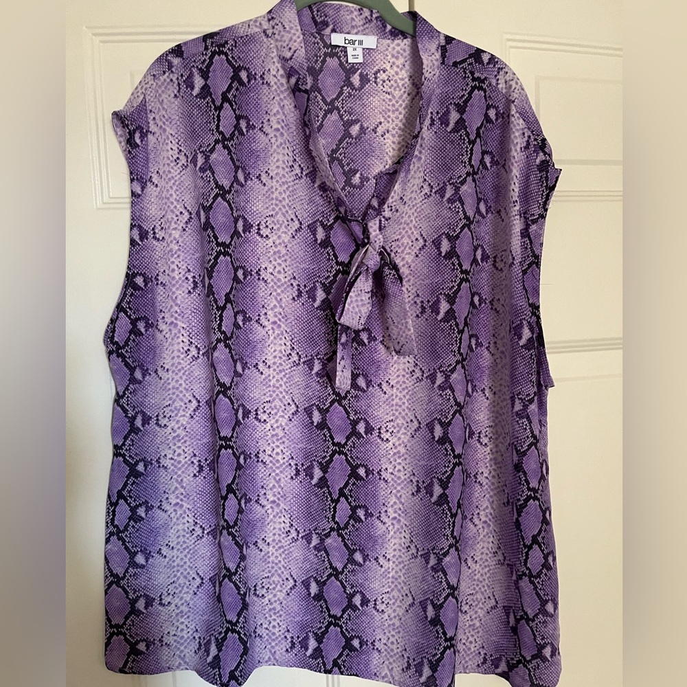 Bar III Sleeveless Tie Blouse